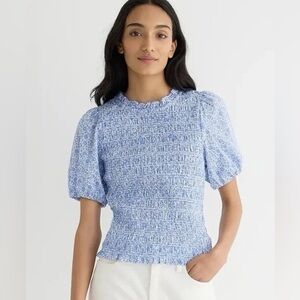NWT JCrew Puff-sleeve smocked top Liberty® D'Anjo Coast fabric (Small)